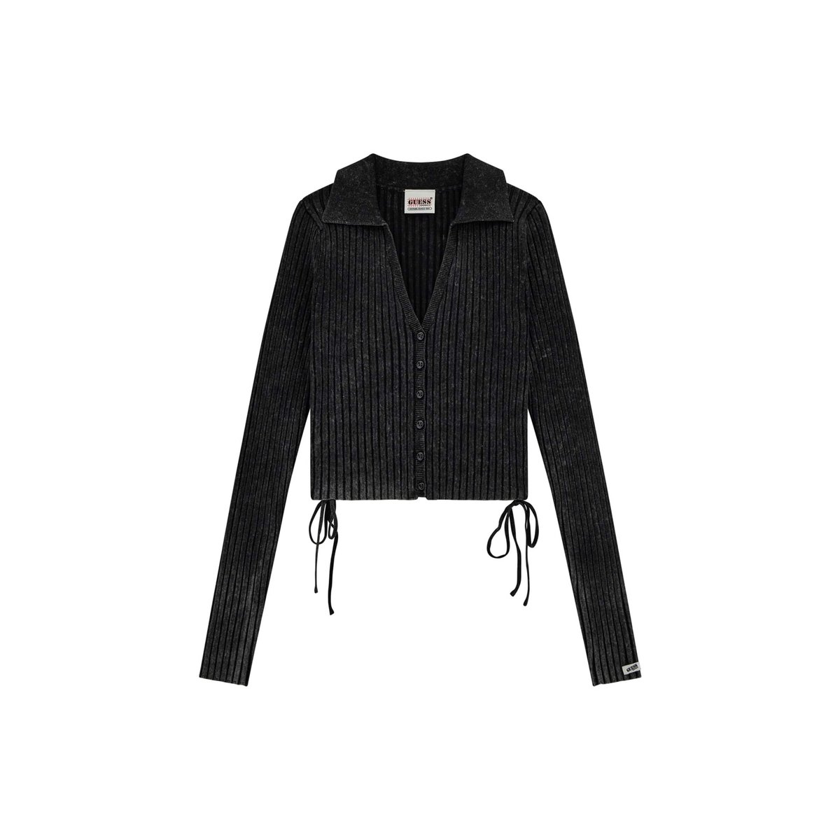 Gilet En Maille Côtelée noir, GUESS JEANS