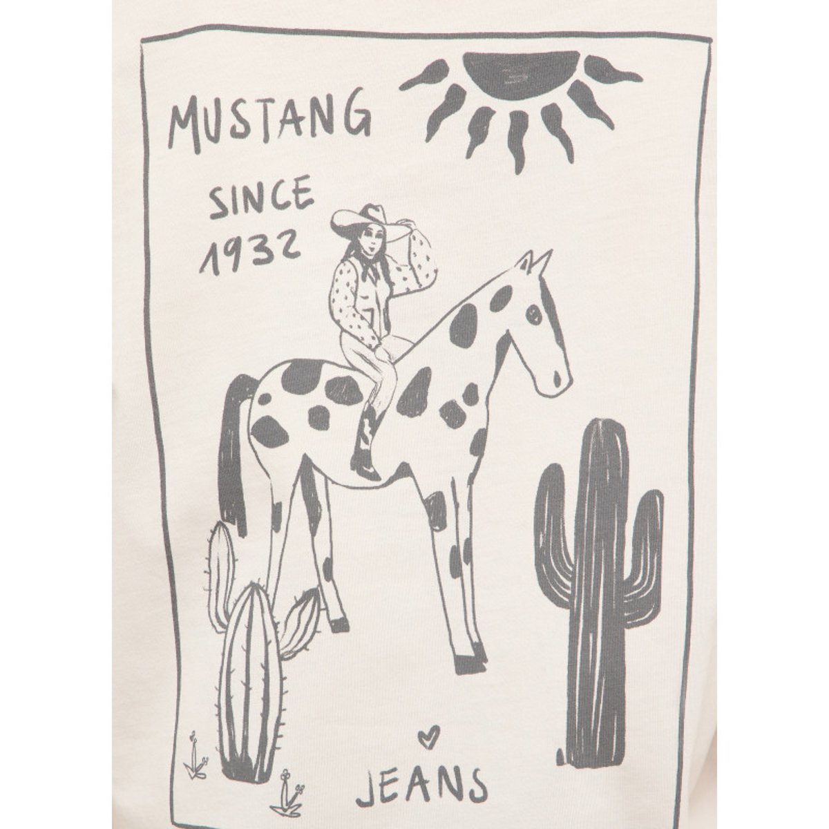 T-shirt en coton écru uni pourvu d'un col rond et de manches courtes beige, MUSTANG