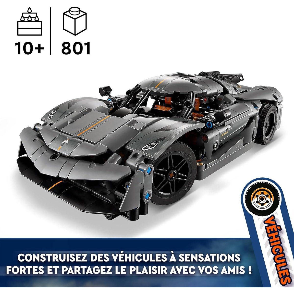 LEGO Technic - Hypercar Koenigsegg Jesko Absolut Grise - Modèle 42173 pour Enfants gris, LEGO
