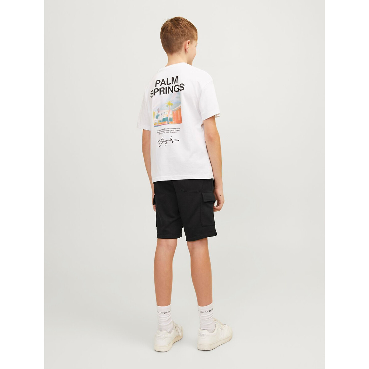 Short cargo en molleton noir, JACK & JONES JUNIOR