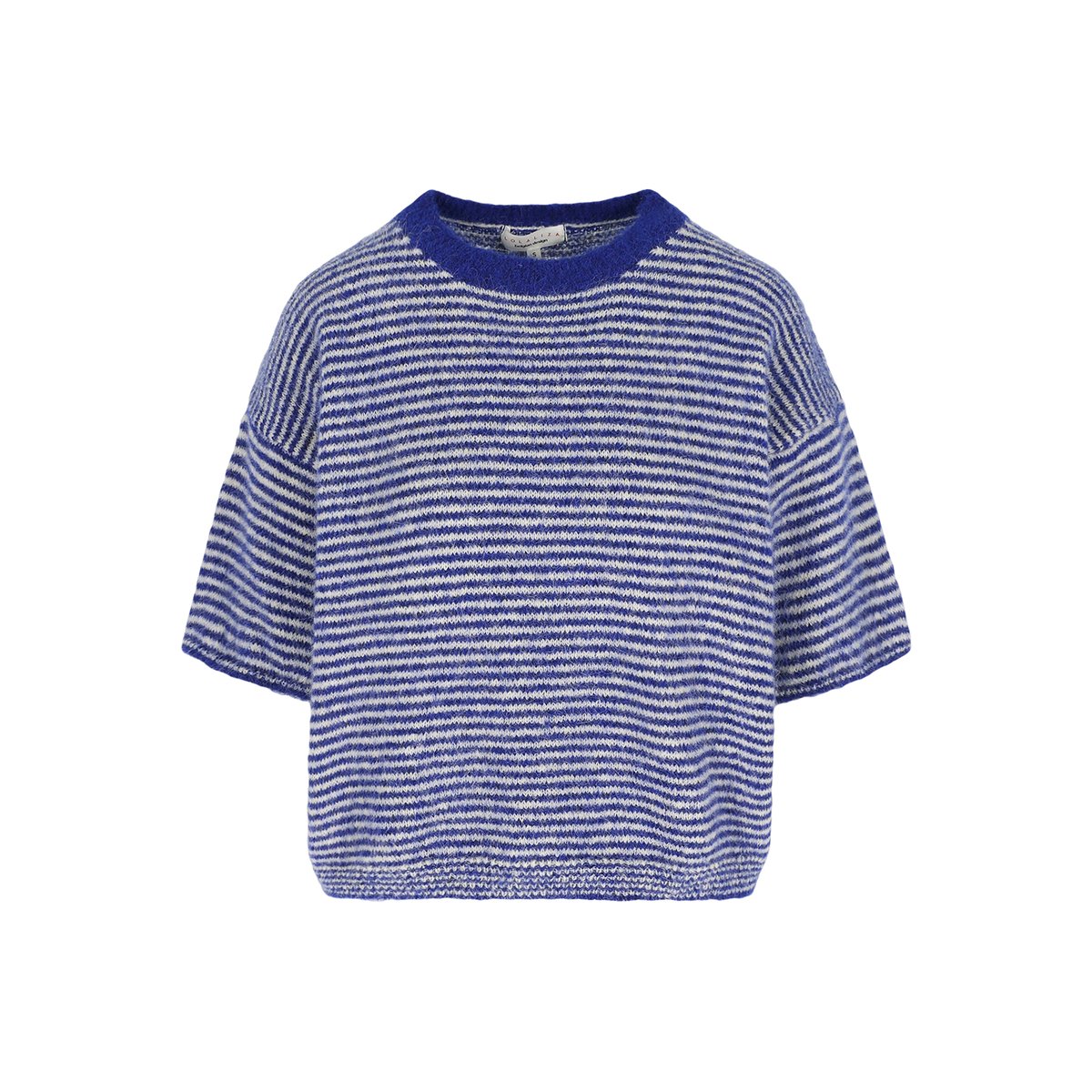 Pull rayé manches courtes bleu electrique, LOLALIZA