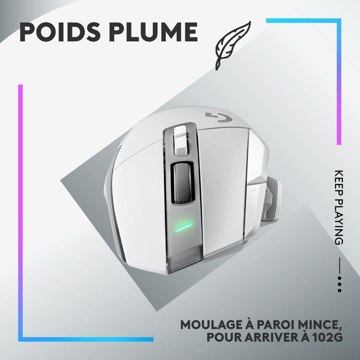 Souris Gamer Sans Fil G502X Lightspeed Blanc blanc, LOGITECH