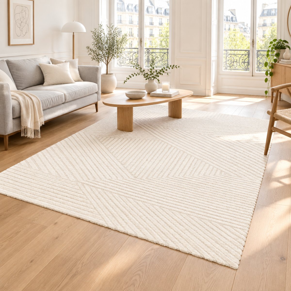 Tapis design avec effet relief SACHA beige sable, AFK LIVING