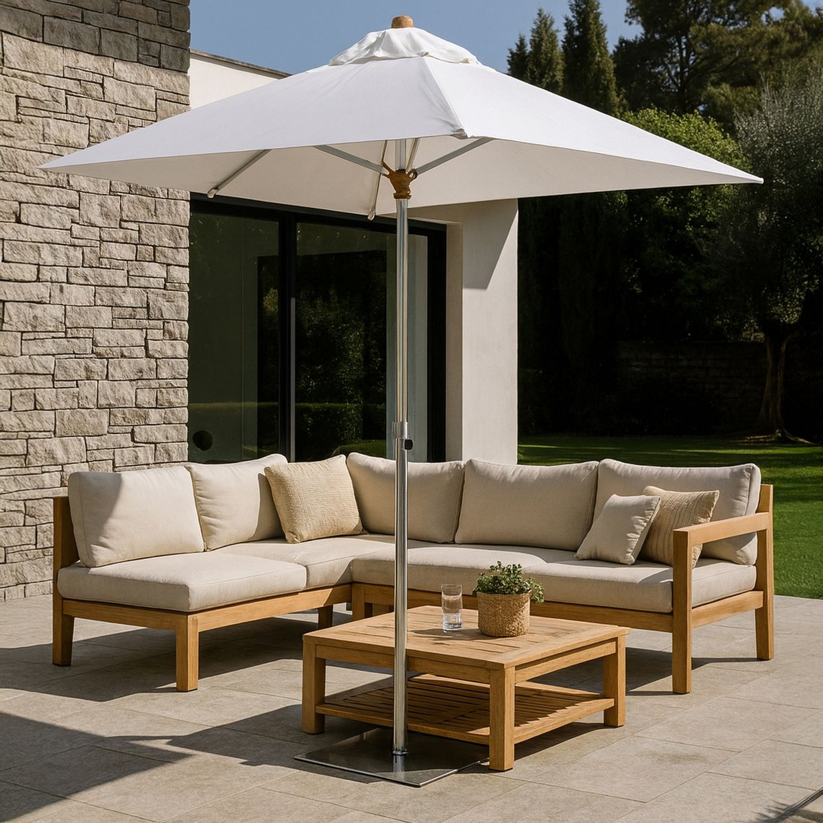 Parasol en aluminium et toile, COMETE blanc, NOW'S HOME