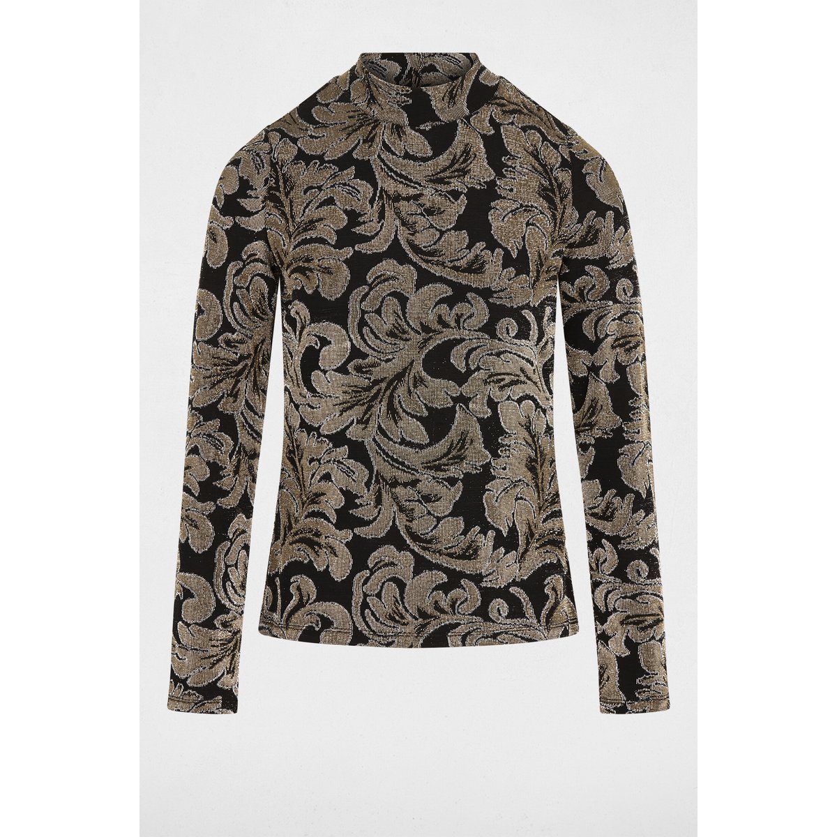 T-shirt col montant noir, MORGAN