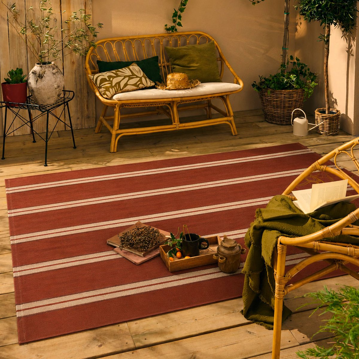 Tapis extérieur à rayures marron LIDO marron, NAZAR RUGS