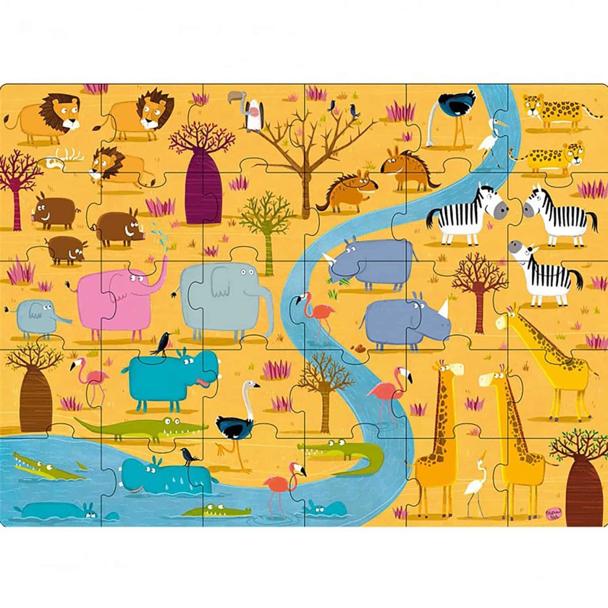 puzzle et livre animaux d'afrique jaune, SASSI