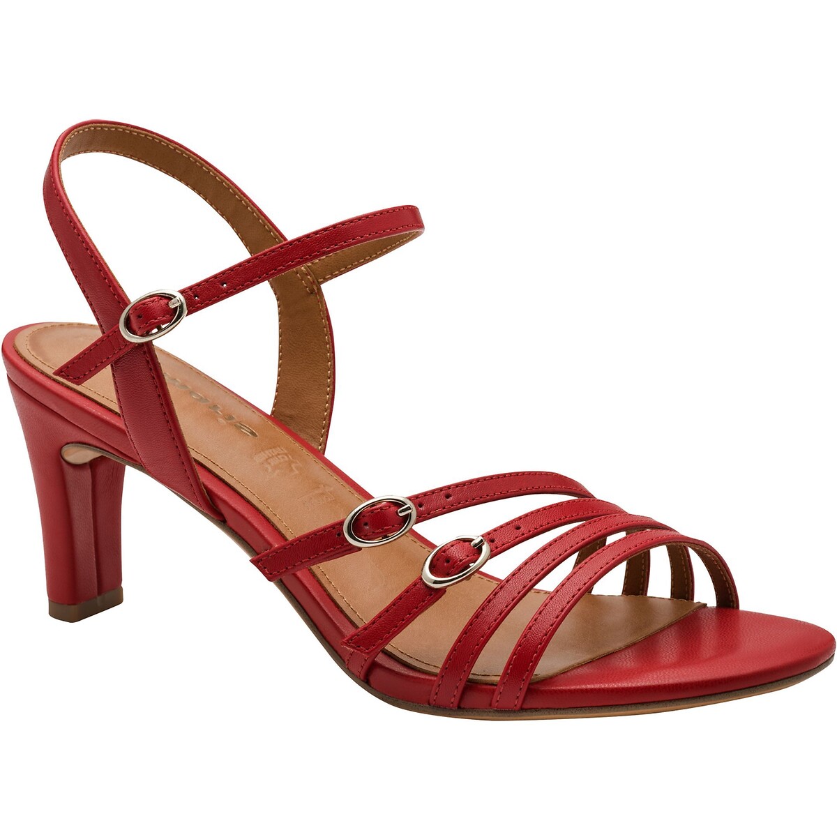Sandales à talons, cuir rouge, TAMARIS