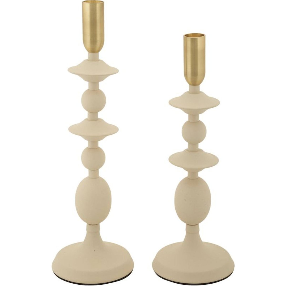 Bougeoirs en fer sculpturaux lot de 2 GLAM crème et doré, RECOLLECTION