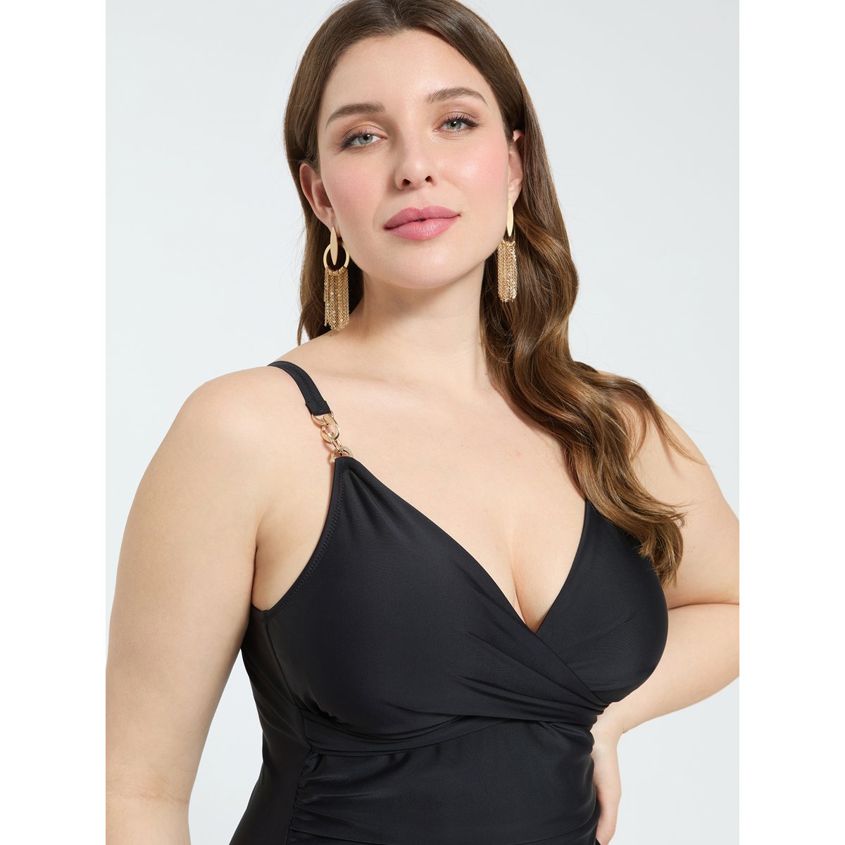 Maillot de bain une pièce à encolure croisée noir, FIORELLA RUBINO