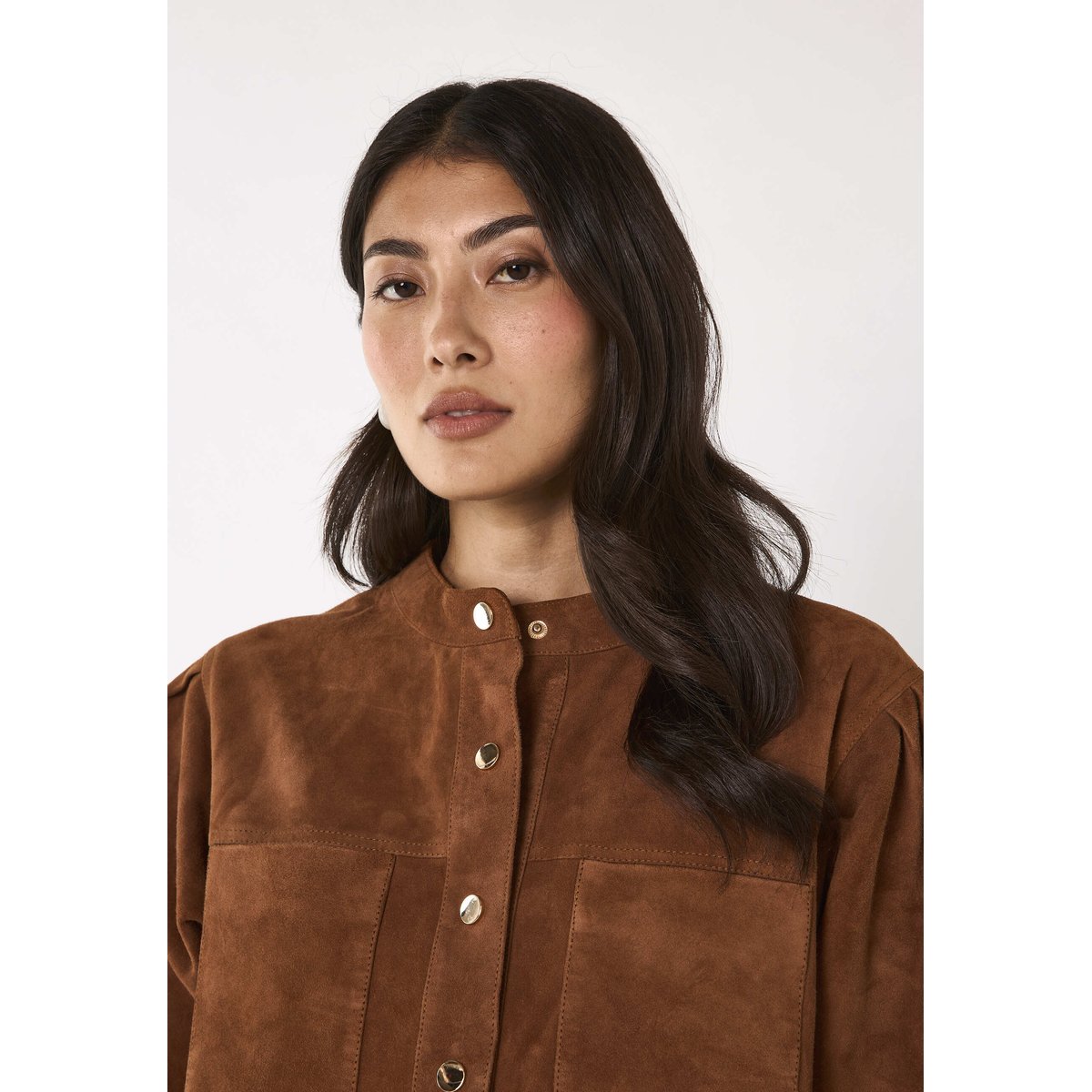 Robe droite en cuir suède PENNY camel fonce, Maison 123