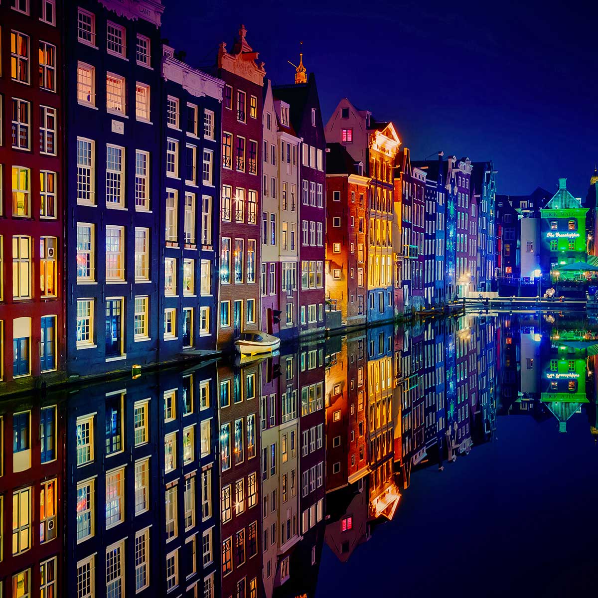 Tableau ville fenêtre d'Amsterdam tableau alu dibond, HEXOA