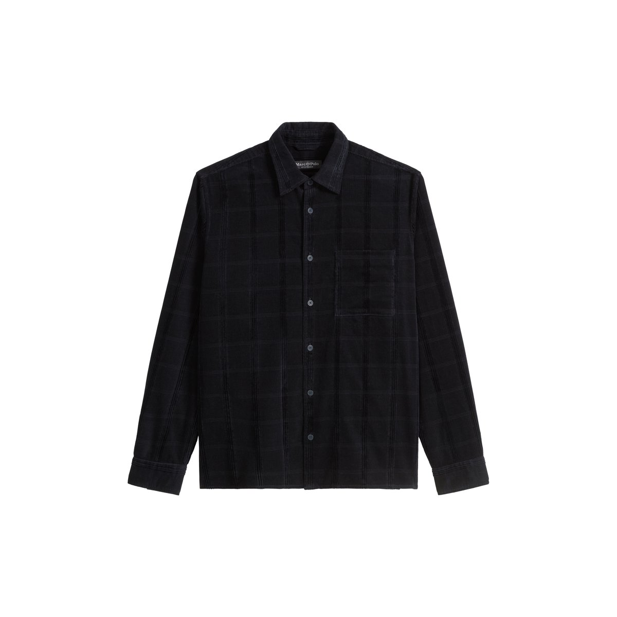 Chemise en velours côtelé regular avec un mélange de structures captivant bleu foncé, MARC O'POLO