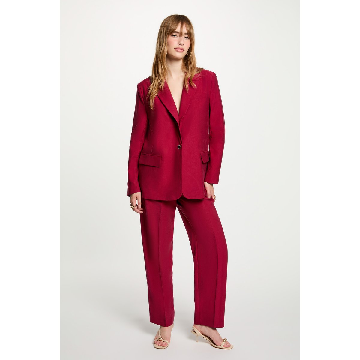 Pantalon taille haute bordeaux, MORGAN