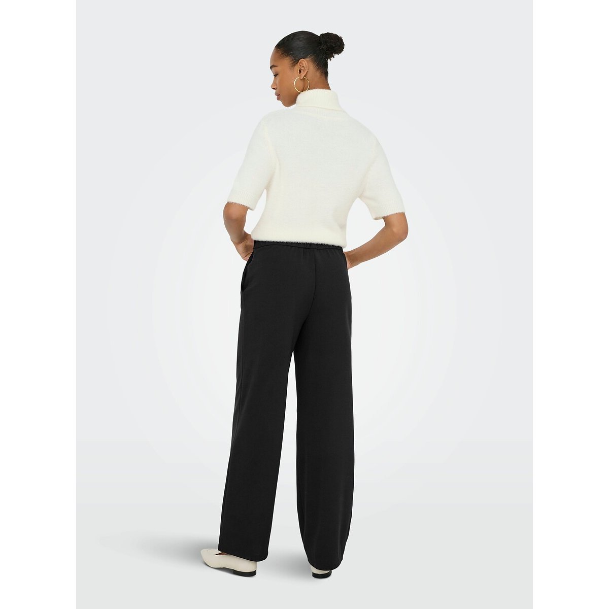 Pantalon large boutonné noir, ONLY