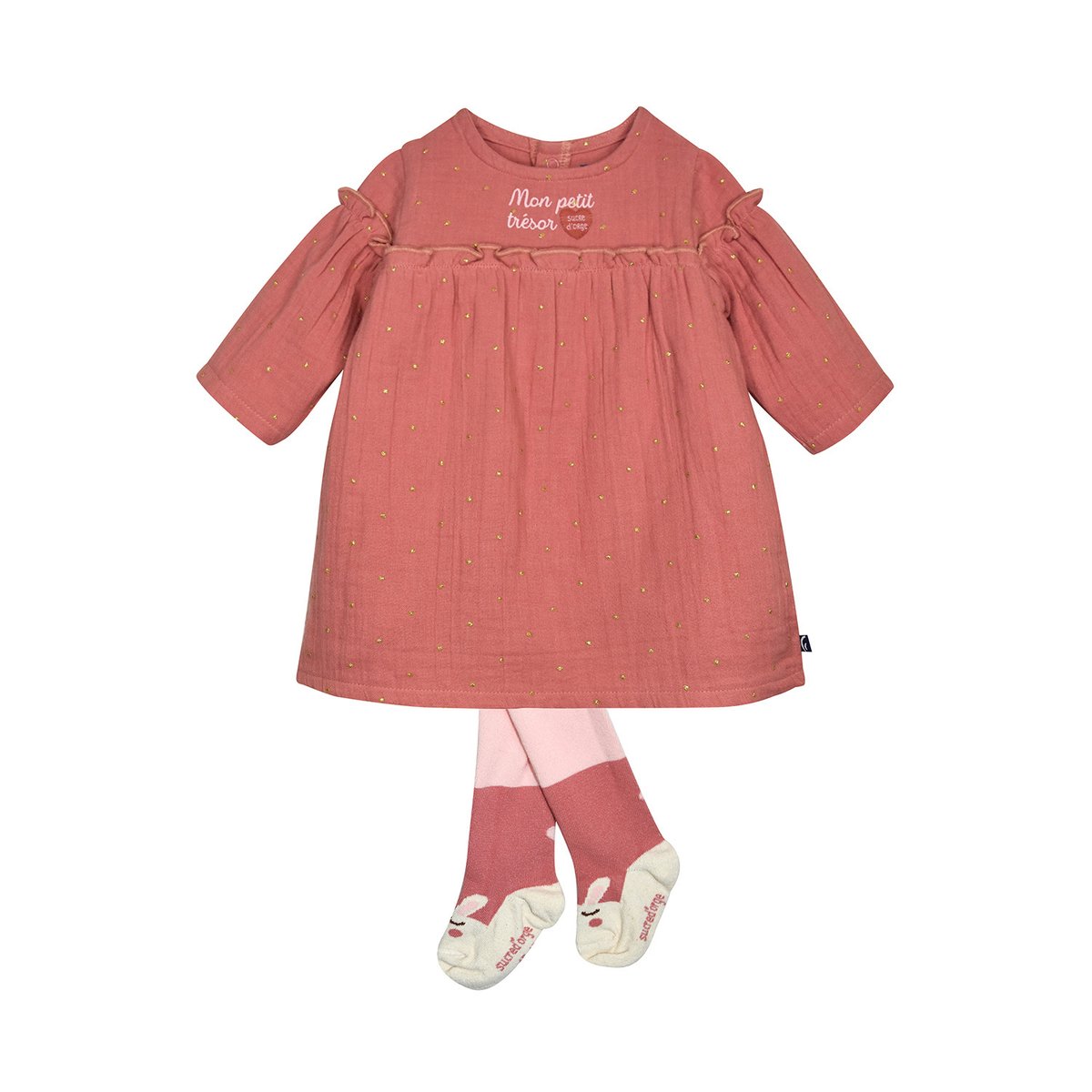 Ensemble robe collant manches longues prune rose, SUCRE D'ORGE