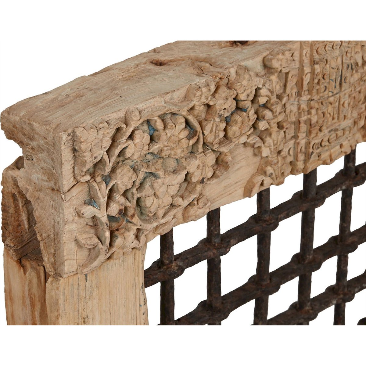 Sculpture décorative en bois rectangulaire style antique teck naturel clair et noir, RECOLLECTION