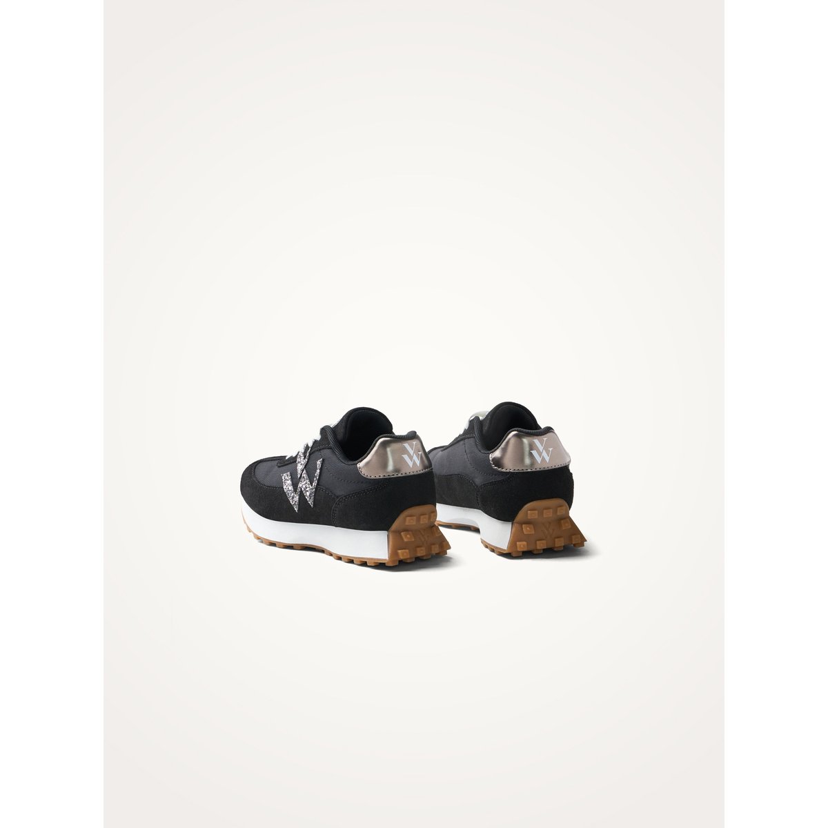 Baskets monogramme à lacets avec semelle running Mini FLOW Initials noir, VANESSA WU