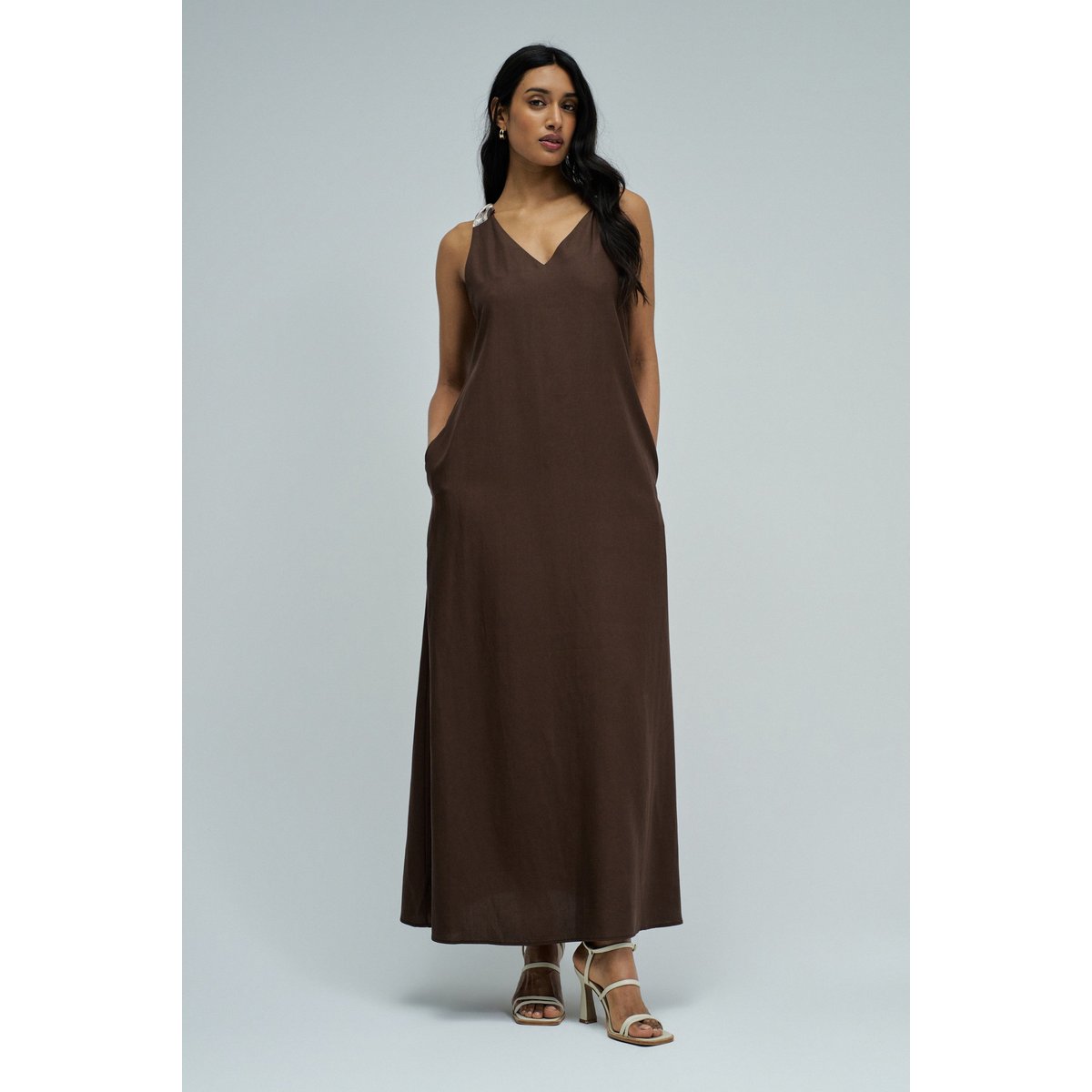 ROBE EN LIGHTDENIM AVEC LIN marron, SALSA JEANS