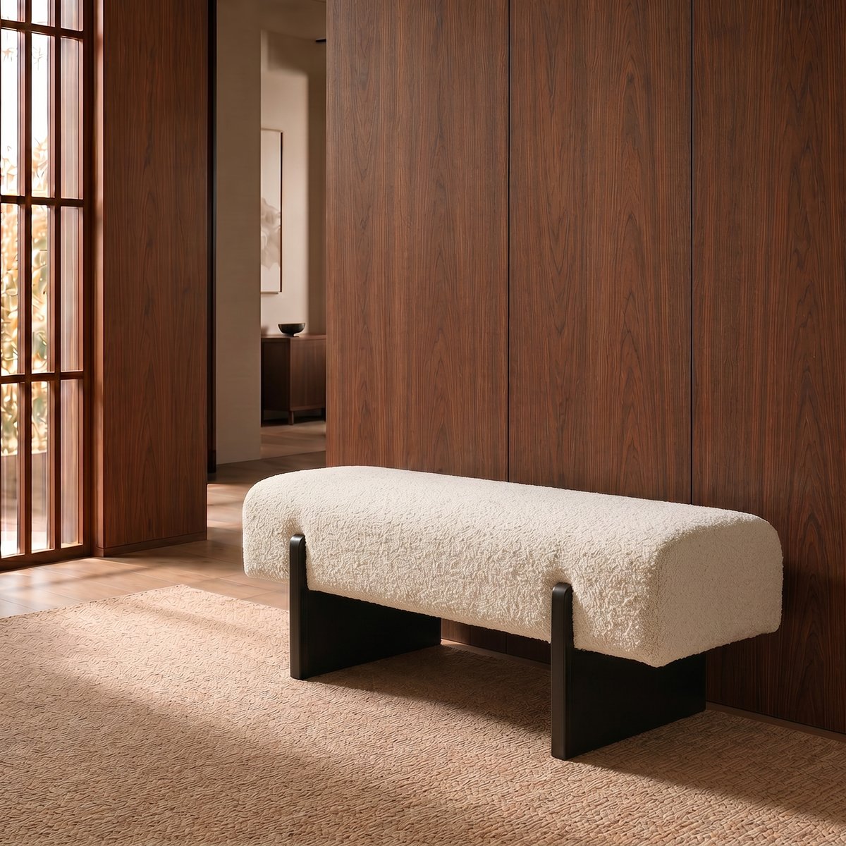 Banc en tissu bouclette VOG crème, SIA HOME