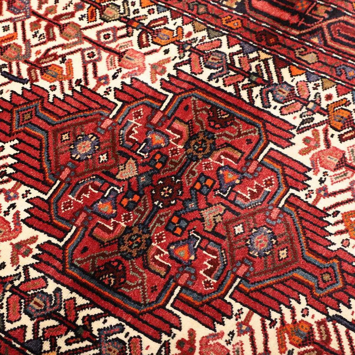 Tapis d'orient, 111 x 175 cm, rouge, bordeaux et crème, artisanal, HAMADAN 24 rouge, bordeaux, crème, UN AMOUR DE TAPIS
