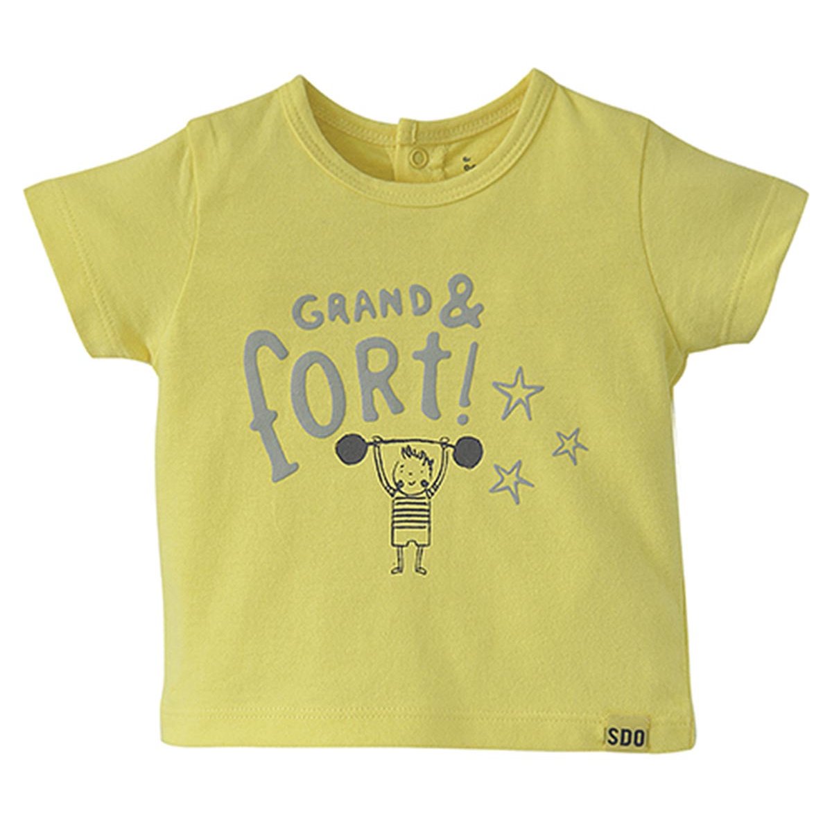 T-shirt bebe manches courtes grand et fort jaune, SUCRE D'ORGE