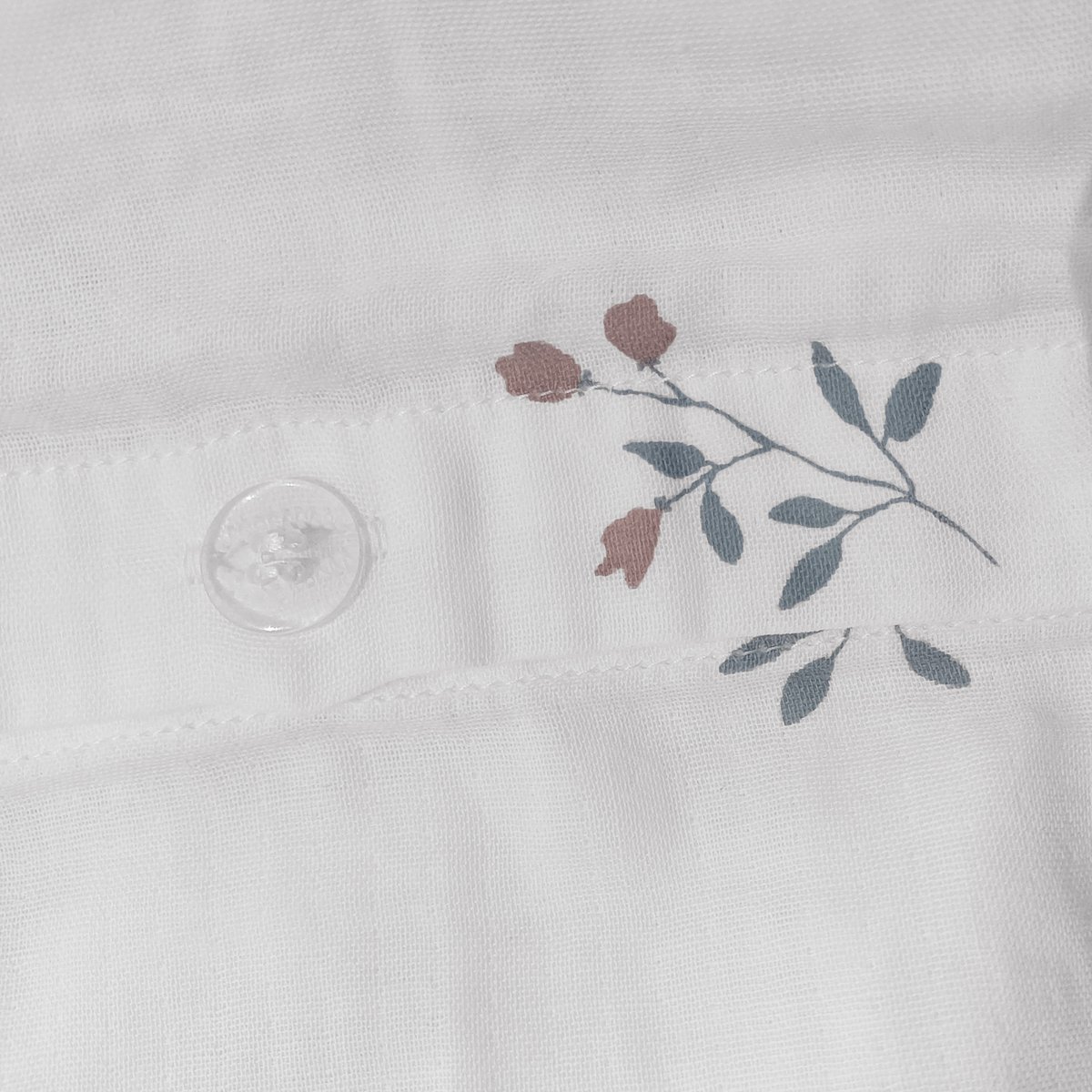 Parure de lit imprimée en gaze de coton, FLEURETTES rose/lichen, MATT ET ROSE