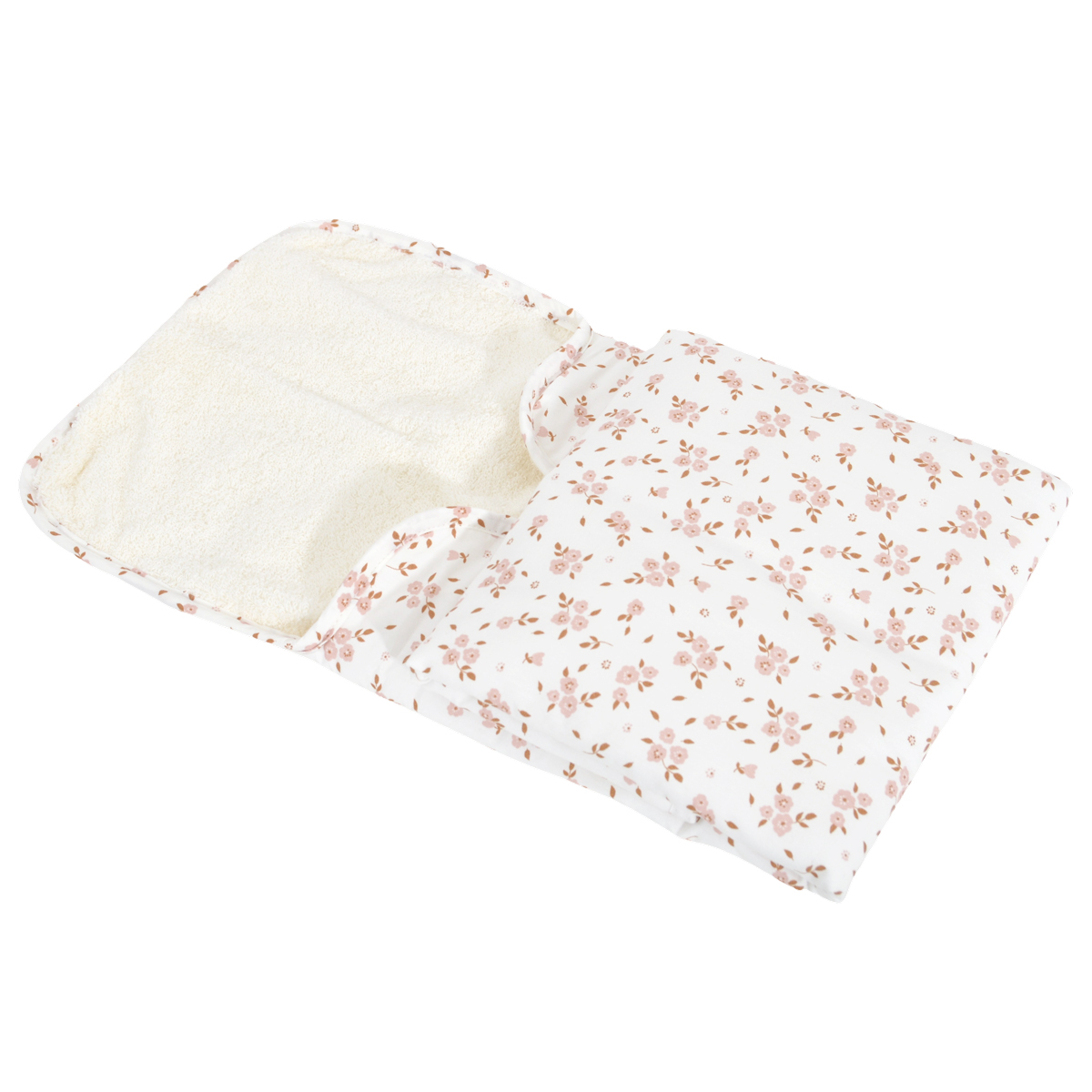 Tapis à langer de voyage coton bio THAIS rose, LITTLE CREVETTE