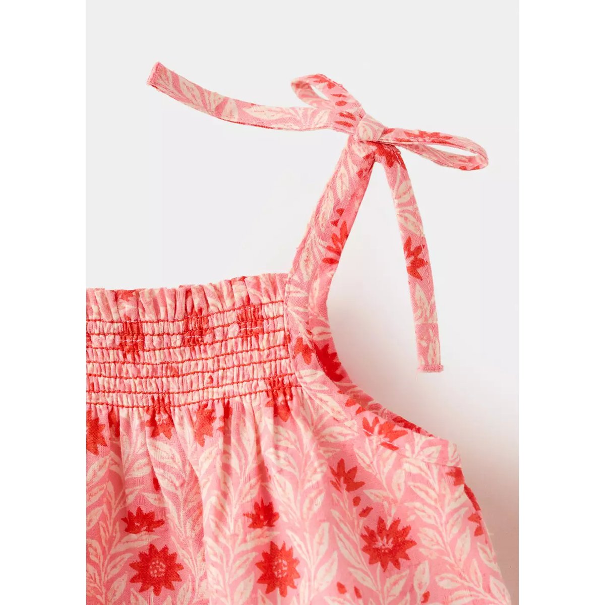 Robe et culotte coton imprimé à fleurs rose, MANGO BABY