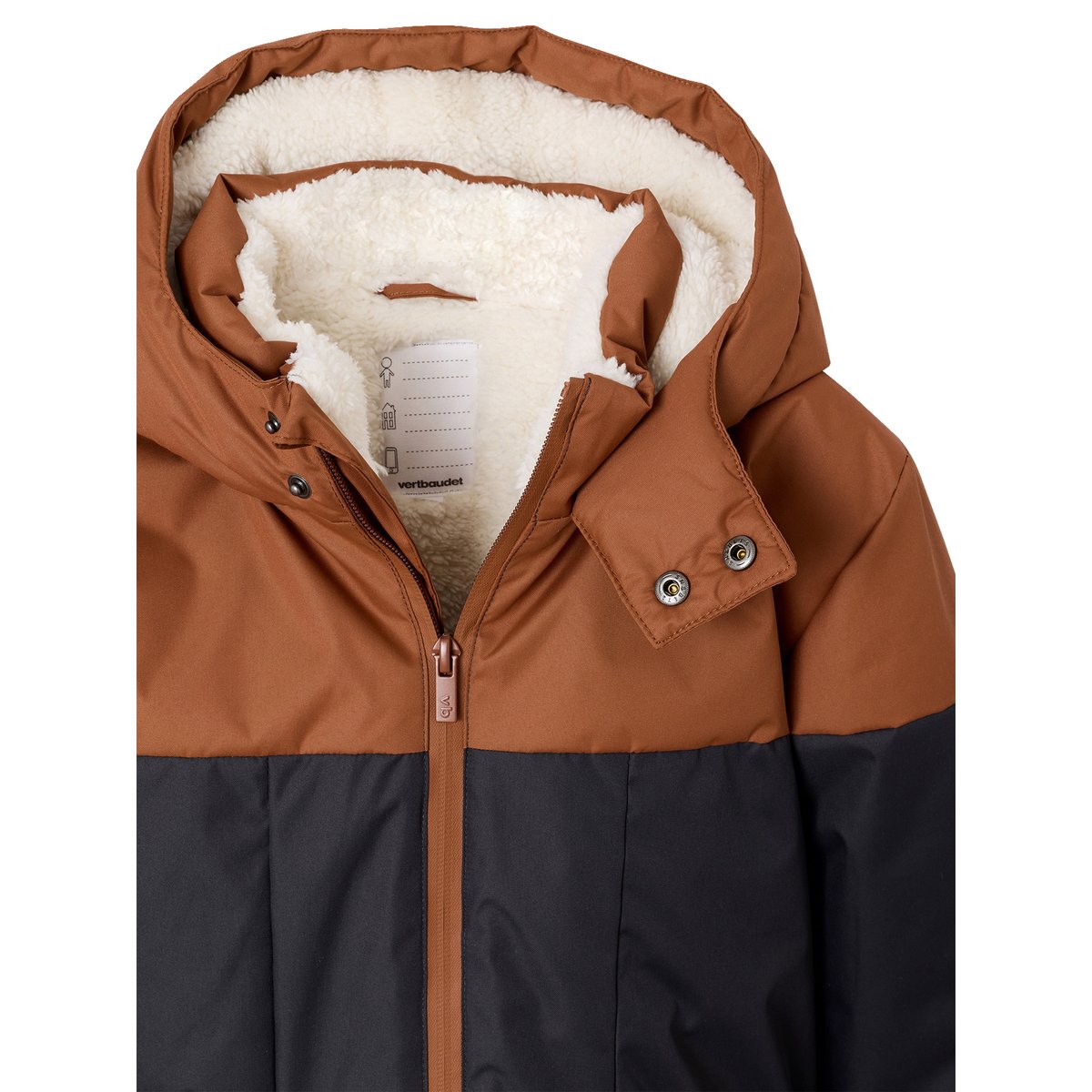 Parka technique à capuche doublée imitation fourrure noisette, VERTBAUDET