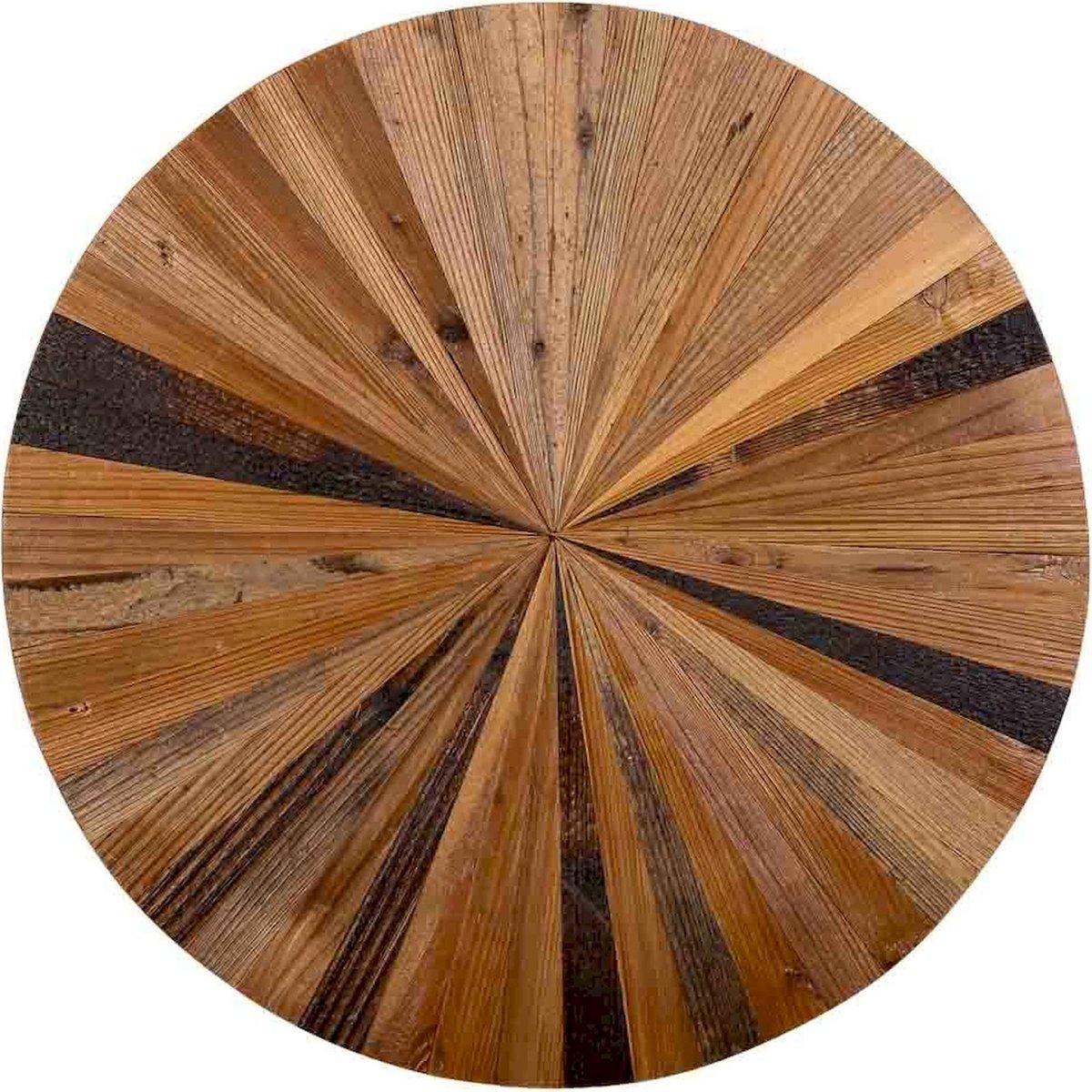 Table d'appoint ronde en métal et bois bois naturel et pieds noirs, RECOLLECTION