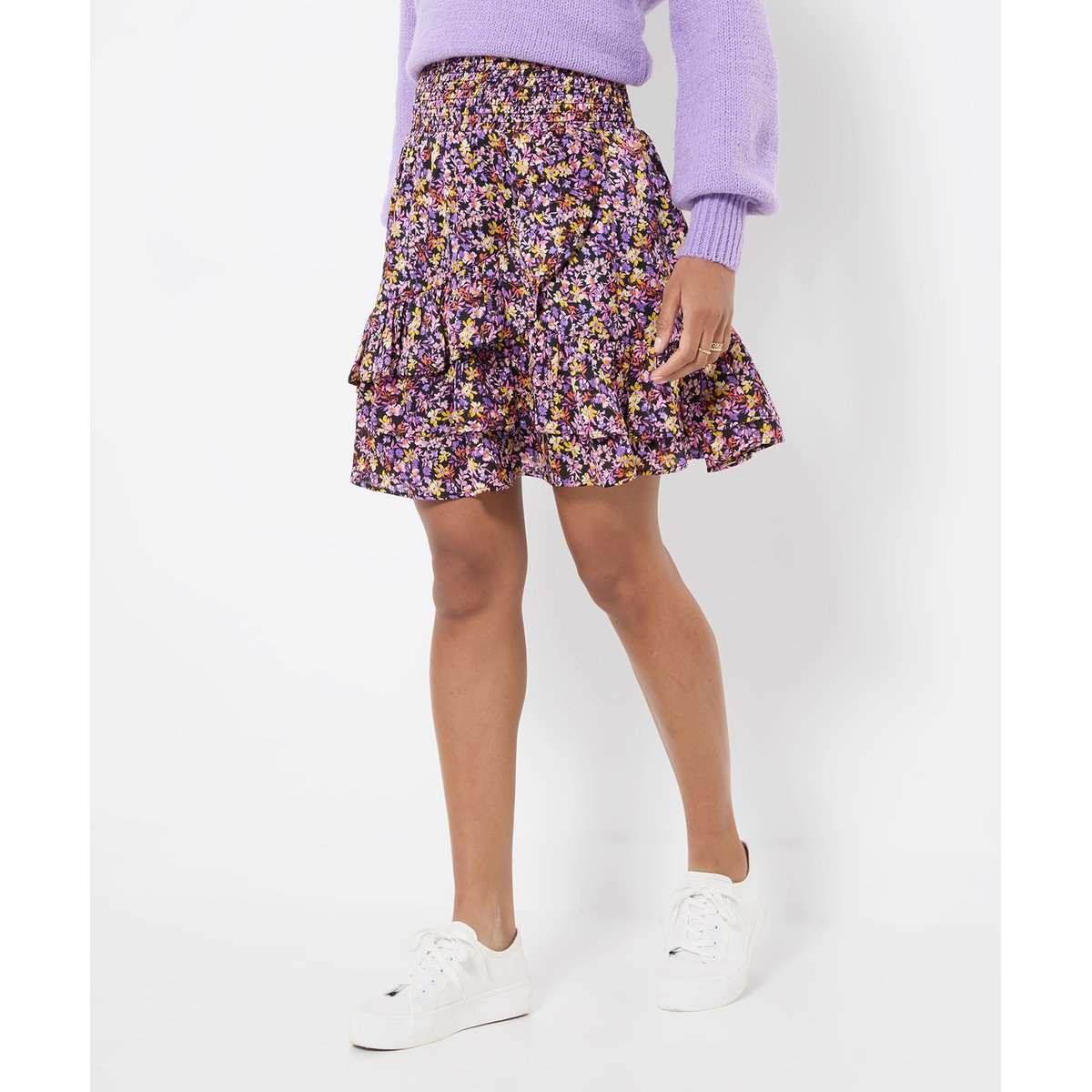 Jupe Courte à Petites Fleurs multicolore, JOE BROWNS