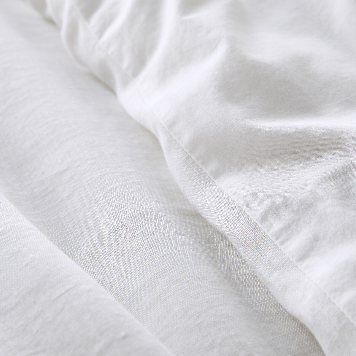 Housse de couette biface lin et coton lavés Annaba blanc, LA REDOUTE INTERIEURS