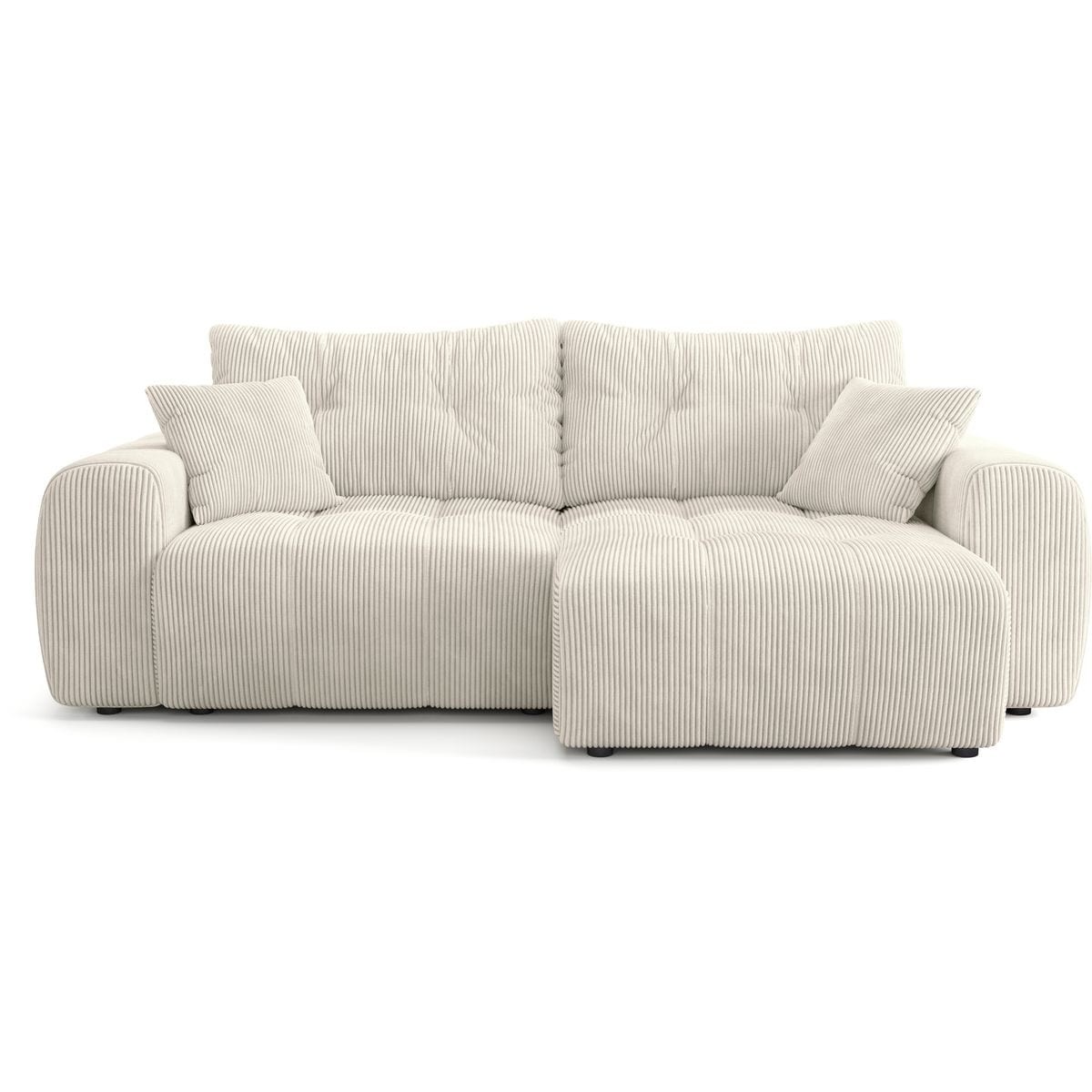 Canapé d'angle réversible convertible 4 places en velours côtelé - ALBA beige, HOMIFAB