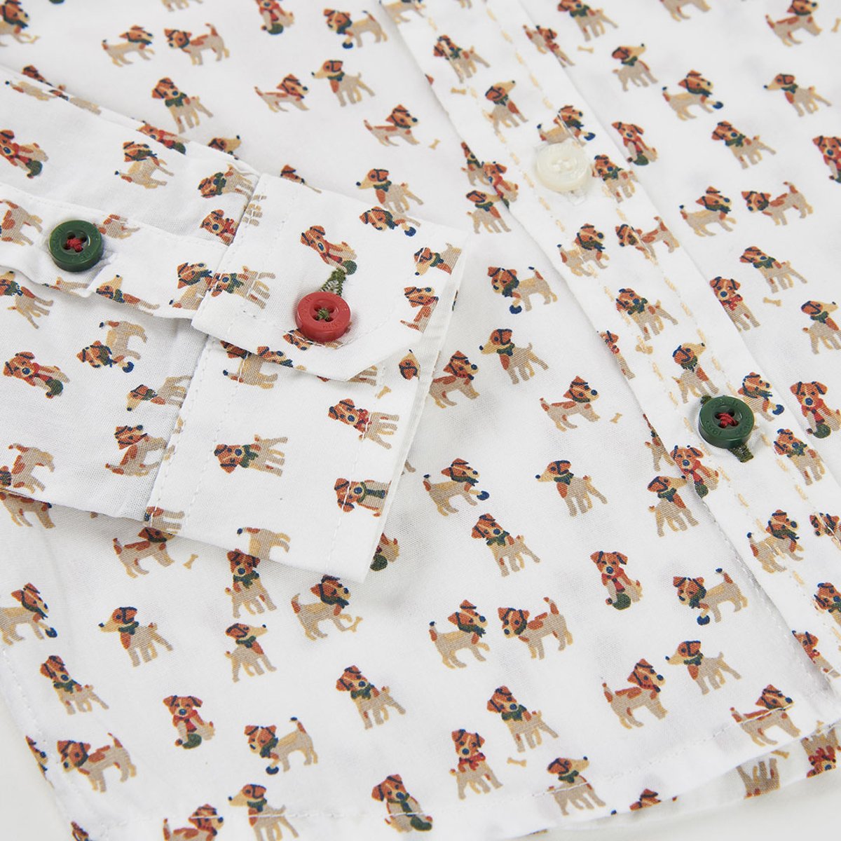 Chemise garçon popeline imprimé chiens multicolore, BOBOLI
