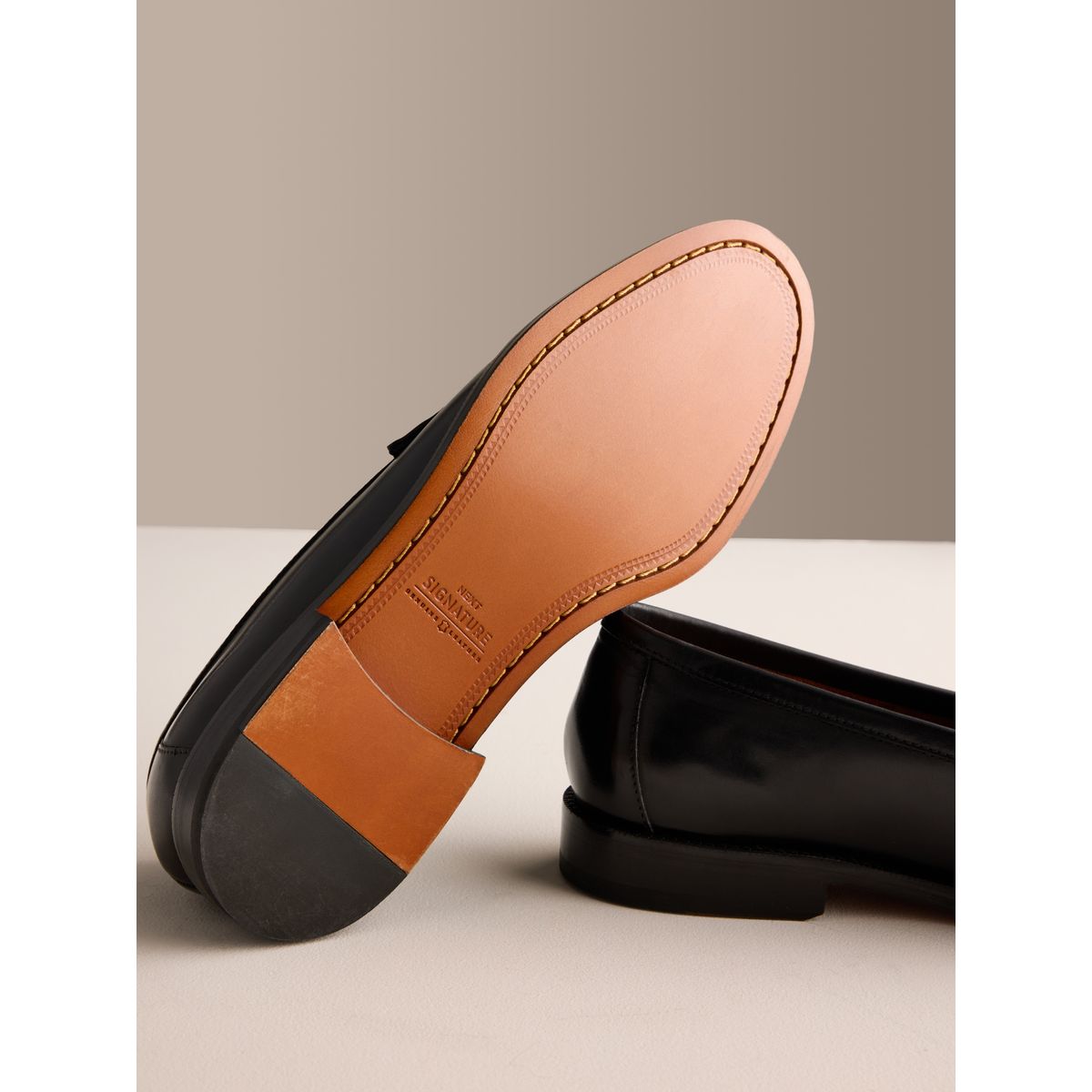 Mocassins à semelle en cuir et mors signature noir, NEXT