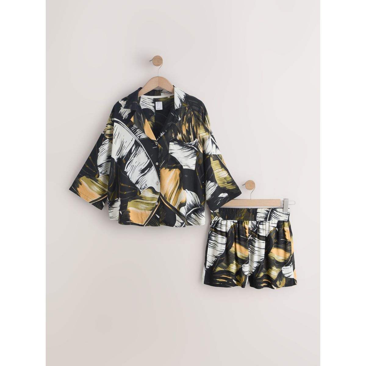 Ensemble pyjama short boutonné palmier vert, NEXT