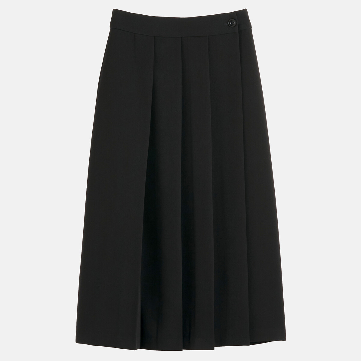 Falda midi cruzada recta y con pliegues negro, LA REDOUTE COLLECTIONS