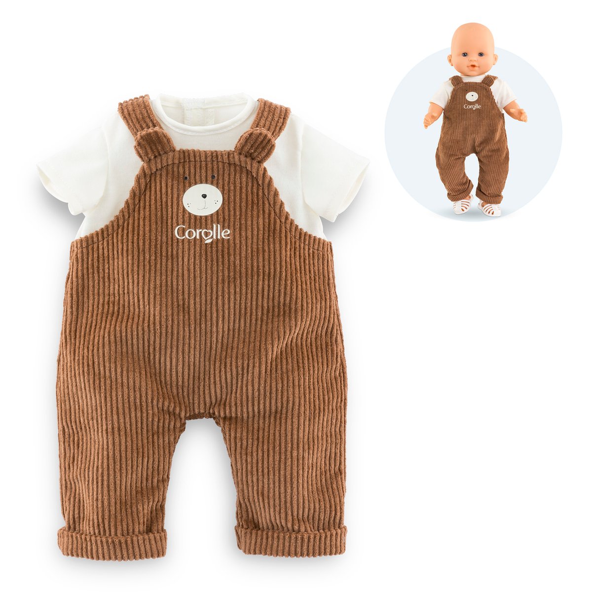 T-Shirt & Salopette Ours Petit Explorateur pour poupon 36 cm couleur unique, COROLLE