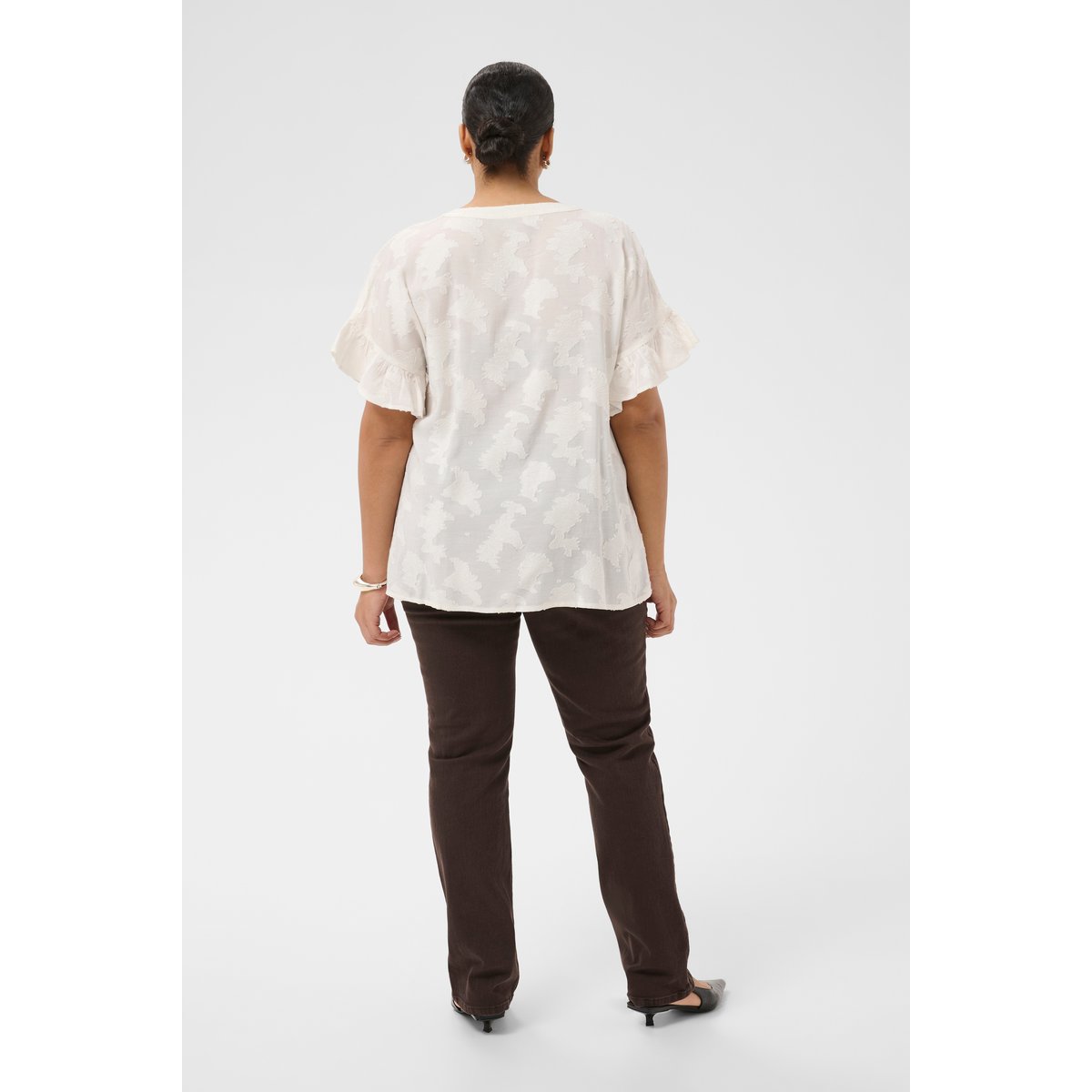 Blouse à manches courtes blanc chalk, KAFFE CURVE