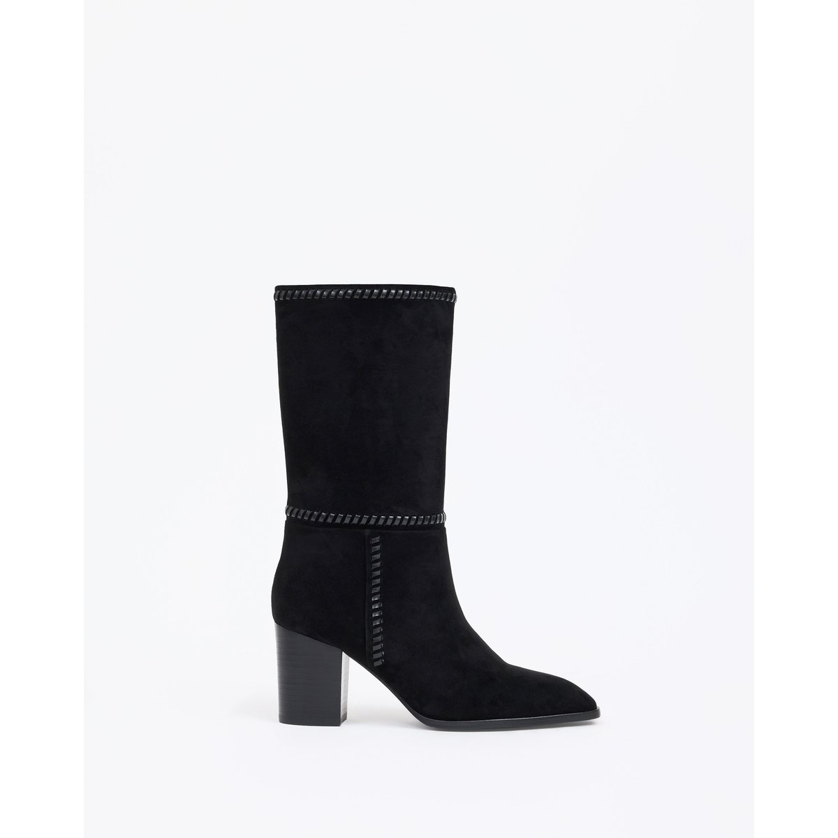 Bottes courtes en daim à talon bloc COLETTE noir, MI MAI