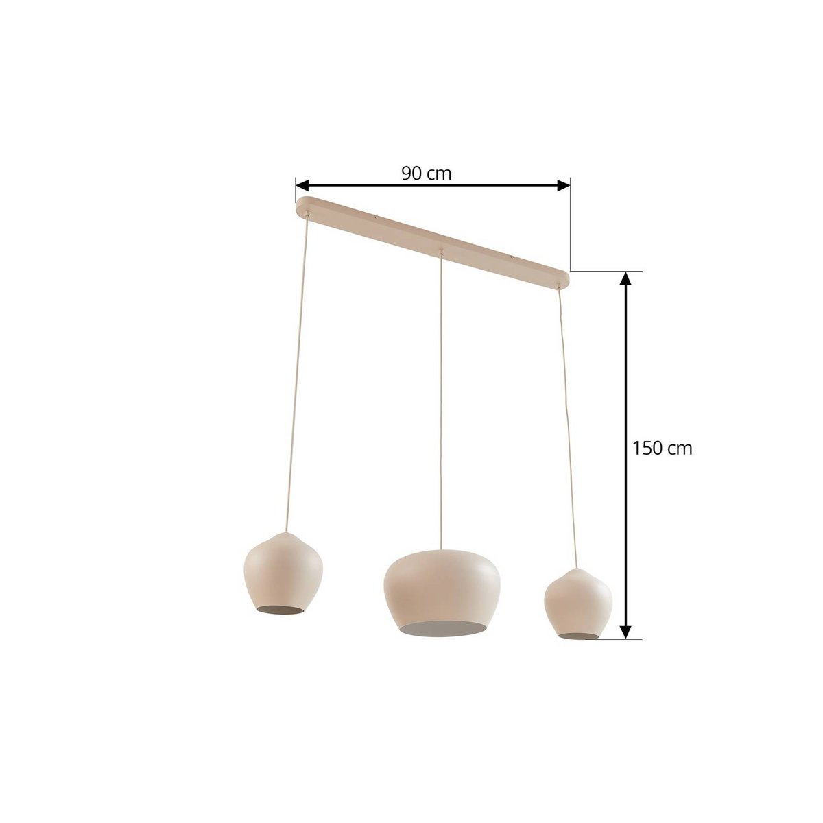 Suspension en métal scandinave, Malisa beige, blanc, LUCANDE