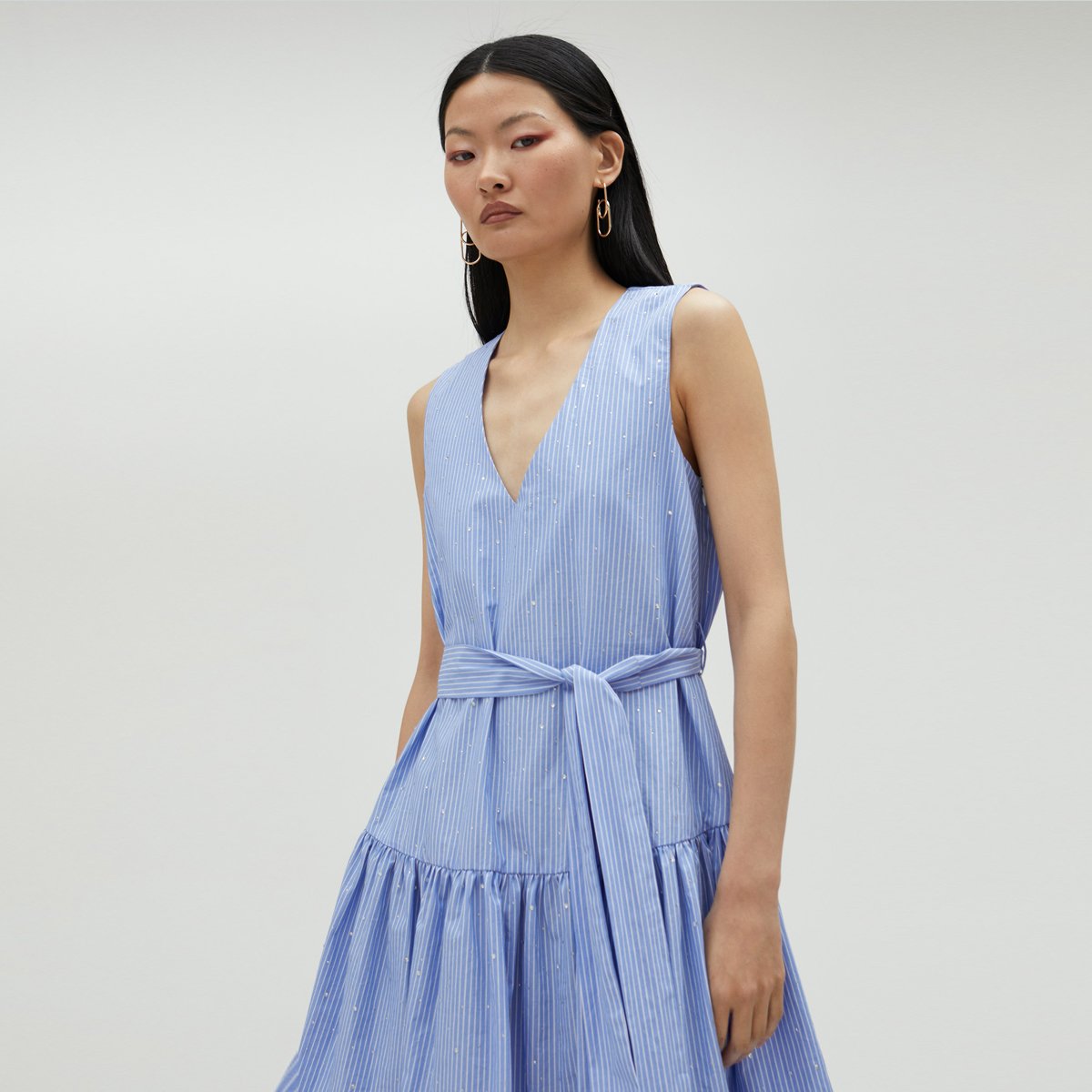 Robe courte avec jupe plissée ciel, LOLA CASADEMUNT