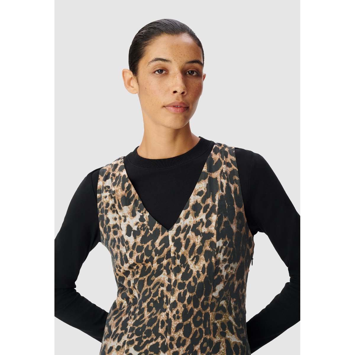Robe courte motif léopard marron, IKKS