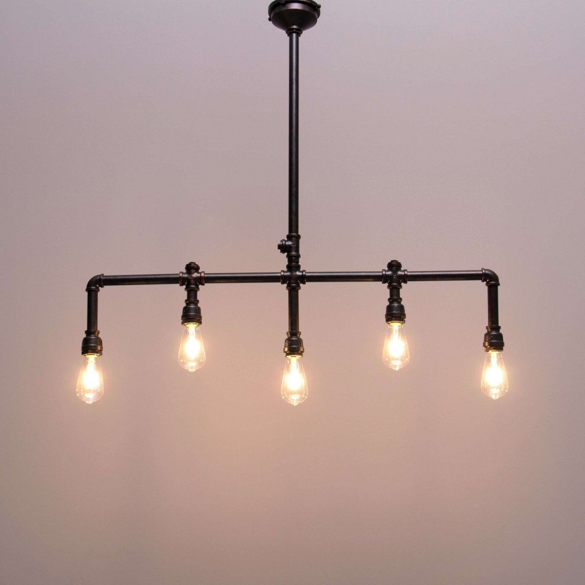 Suspension rétro 5 lumières - LUIGI marron, KOSILUM