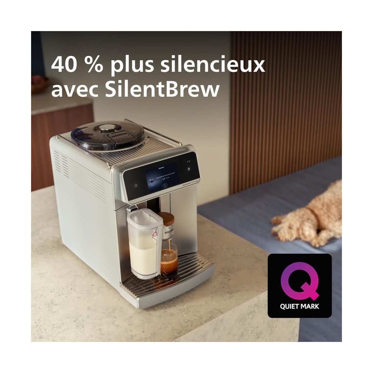 Expresso Broyeur Café Aromis EP8757/20 cafetière à grain SilentBrew LatteGo Pro Blanche couleur unique, PHILIPS