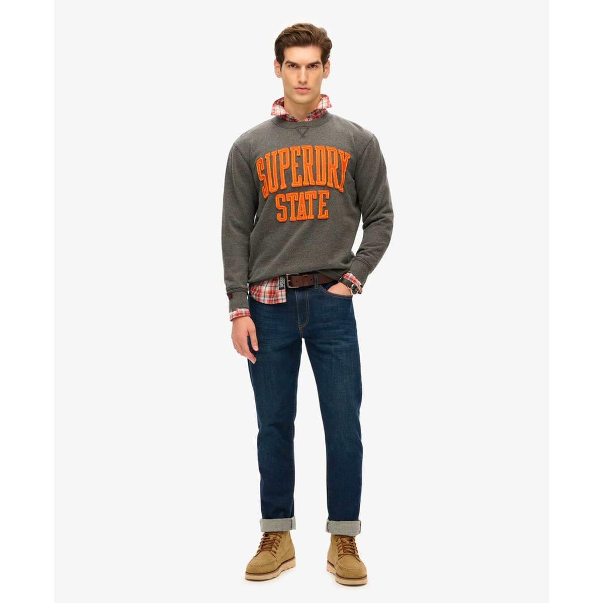 Sweatshirt Col Rond Vintage Athletic anthracite chiné, SUPERDRY
