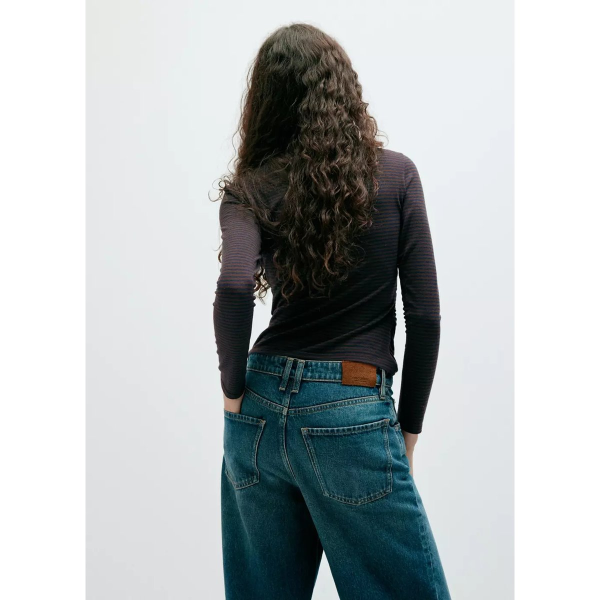 T-shirt froncé manches longues marron, MANGO