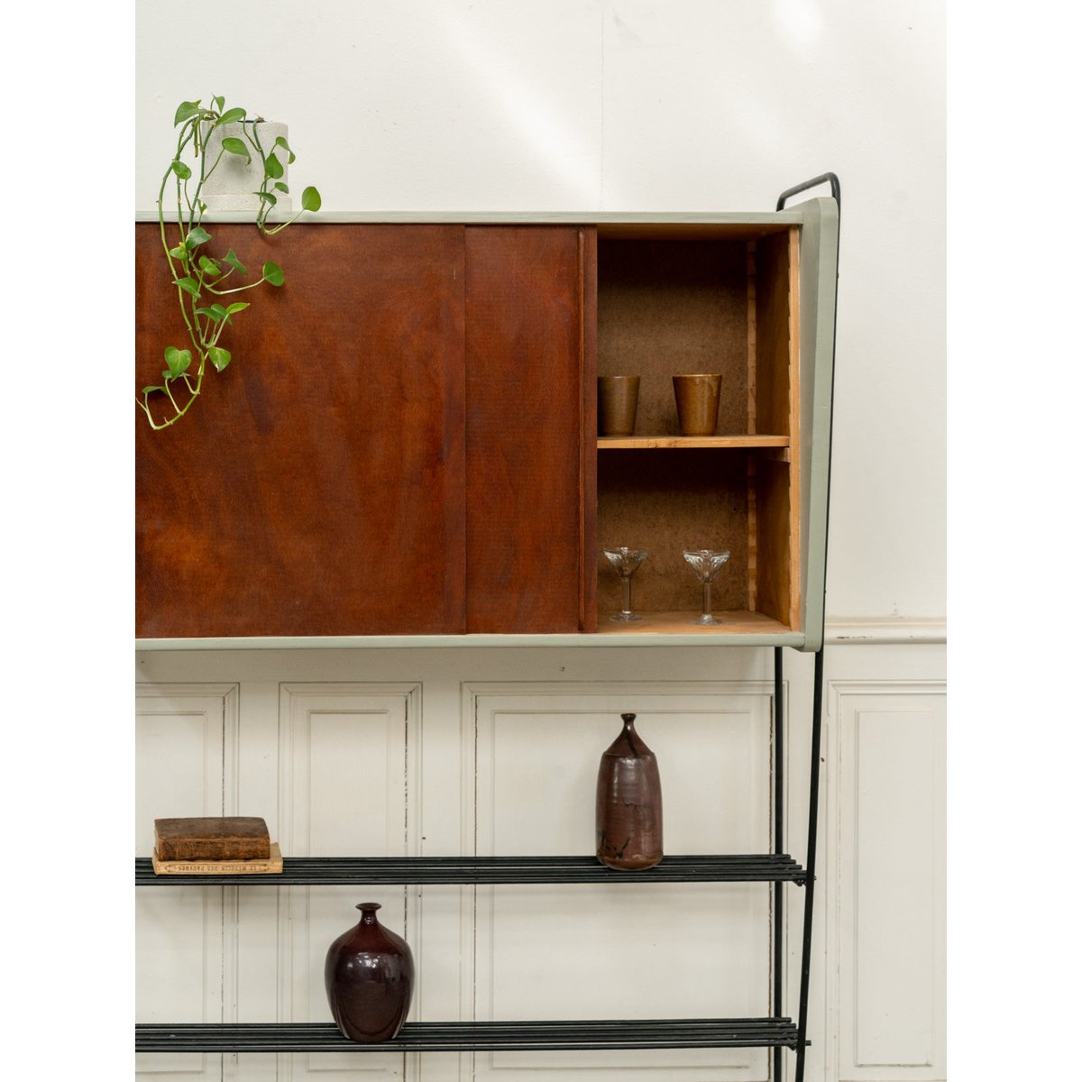 Étagère bibliothèque vintage au style scandinave Isabelle N°311 - Bon état bois foncé, DEBONGOUT
