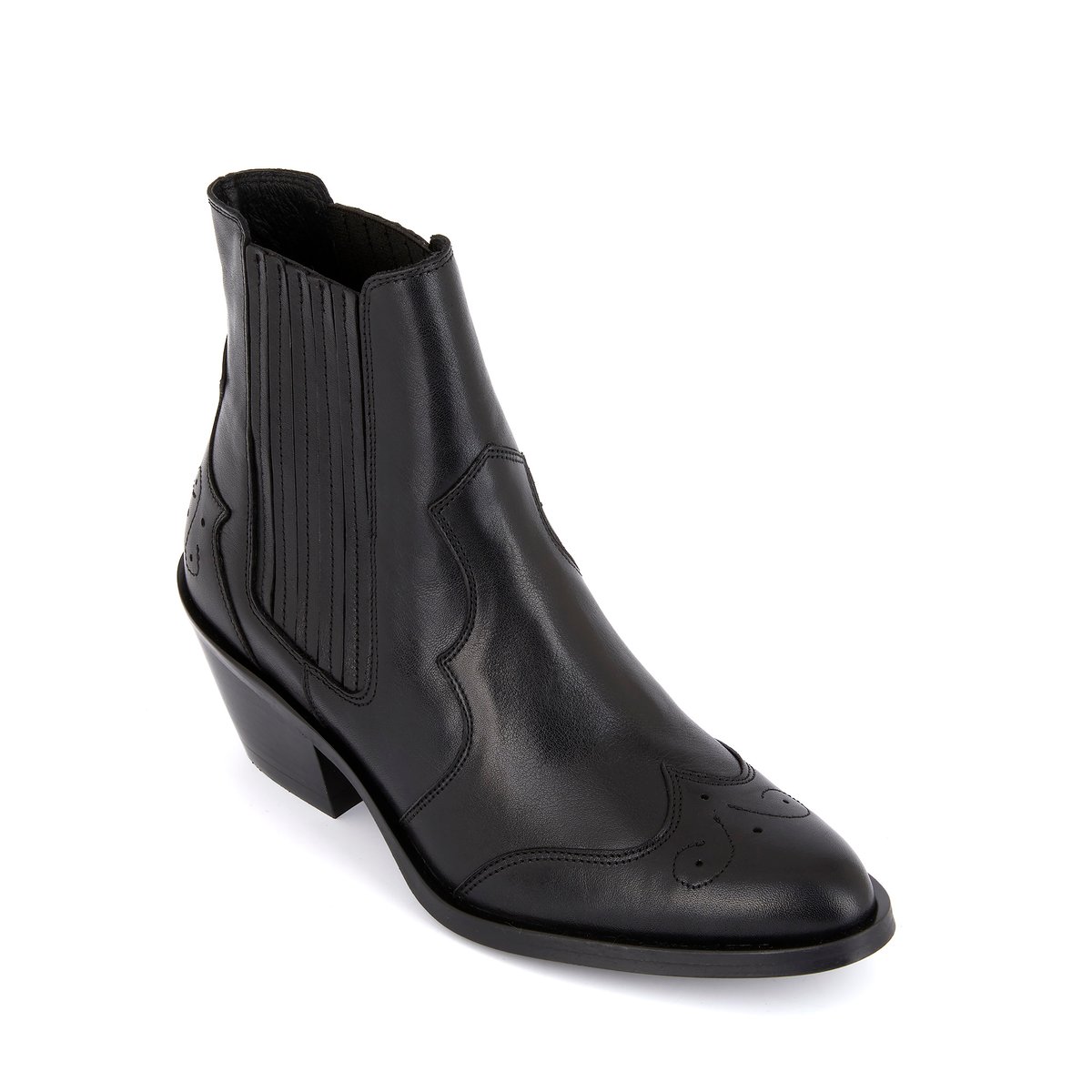 Boots À Talon en cuir CARRIE noir, MELLOW YELLOW